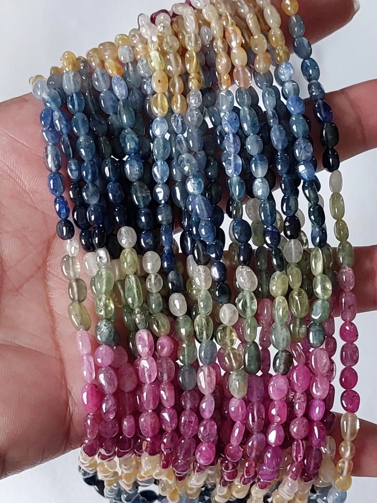 17″ Strand, 4×5 to 4×6 Mm Untreated Multi Precious Smooth Oval Beads/RJS-638