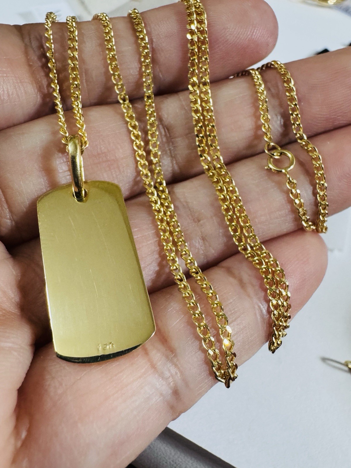Rare Solid 18K 750 Gold Mens Woman’s Bar Necklace 24”/23.5” Long 11.82g 2.2mm