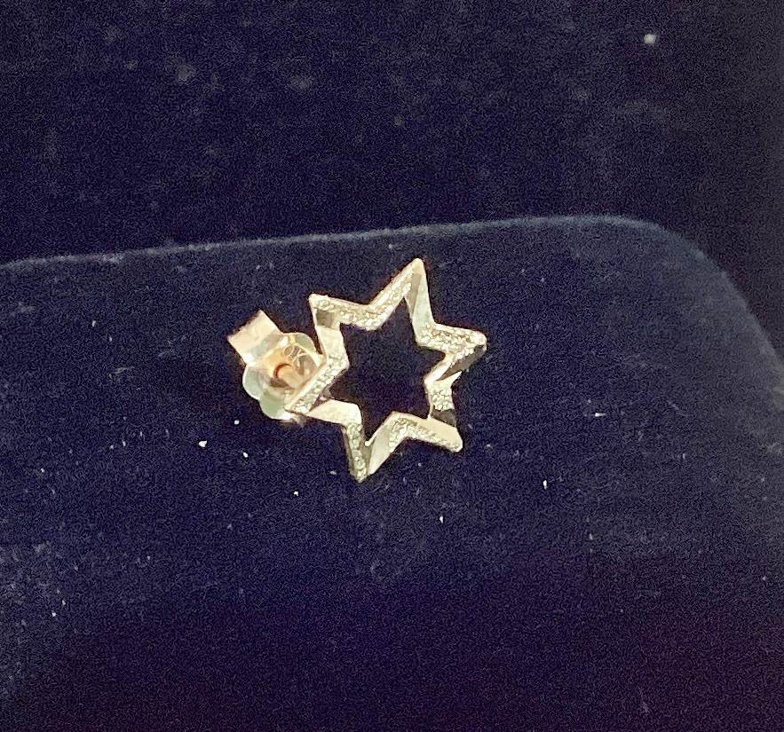 NWOT 10 KT Stamped Single Diamond Cut Star Stud For Pierced Ear Unisex