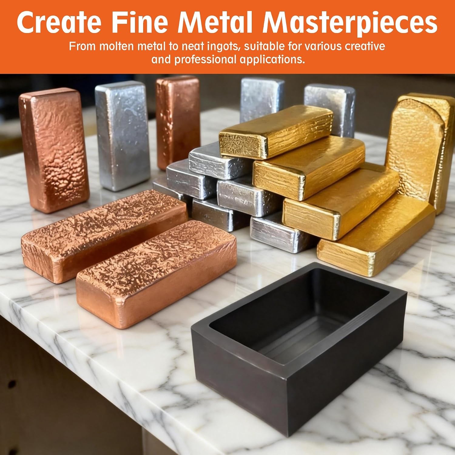 Graphite Ingot Molds 2 Pieces High Purity 1kg for Gold Silver Aluminum Casting