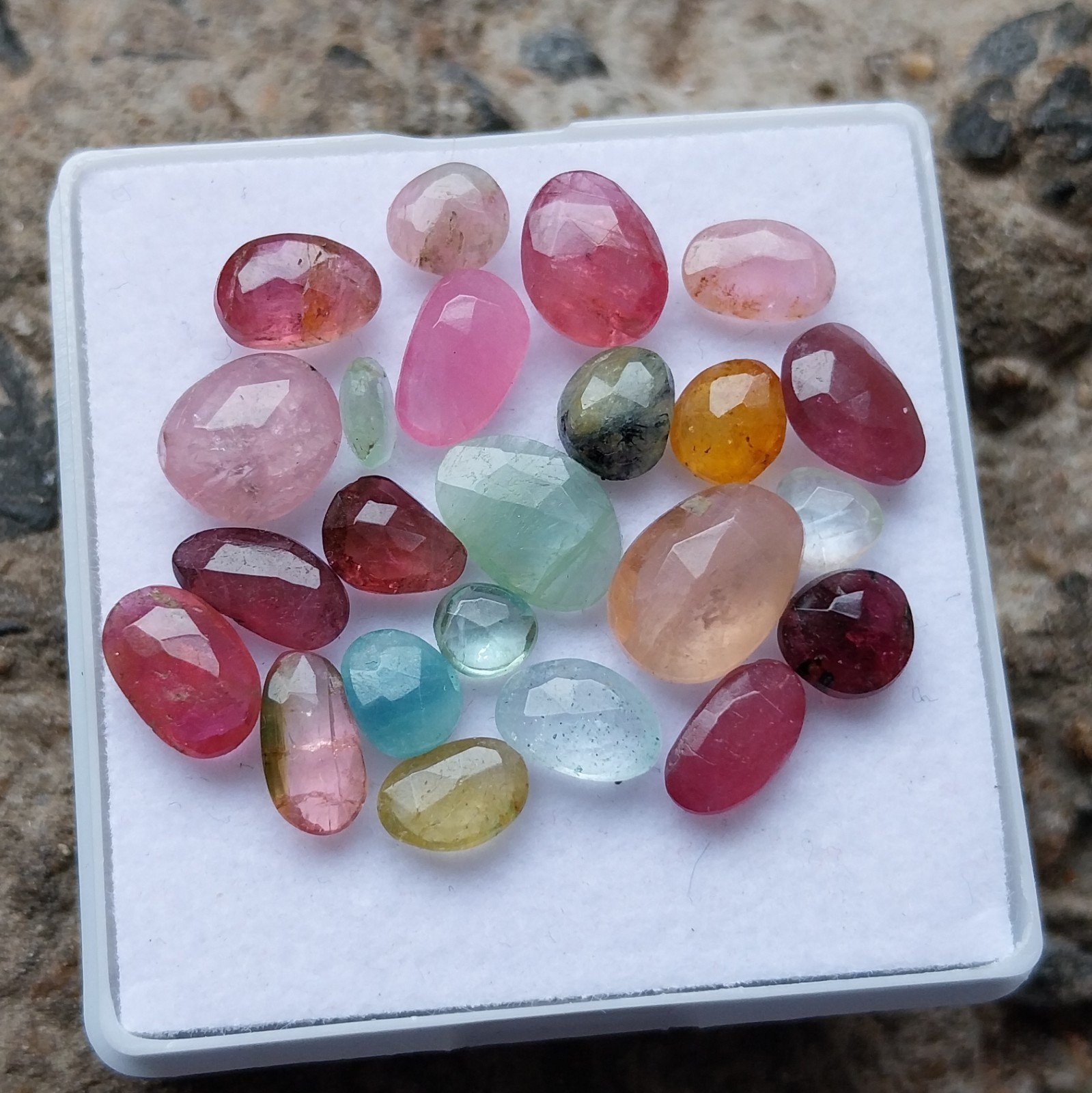 21 Carat 4.5×5 to 7×10 MM Natural Multi Color Tourmaline Rose Cut 23 Piece Lot