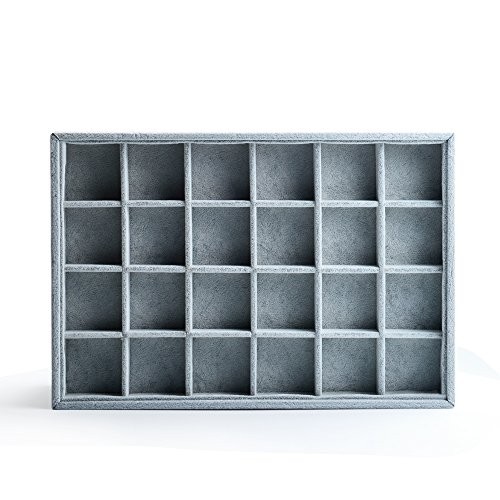 24 Grid Ice Velvet Jewelry Drawer Organizer Tray Stackable 24 Grid Tray