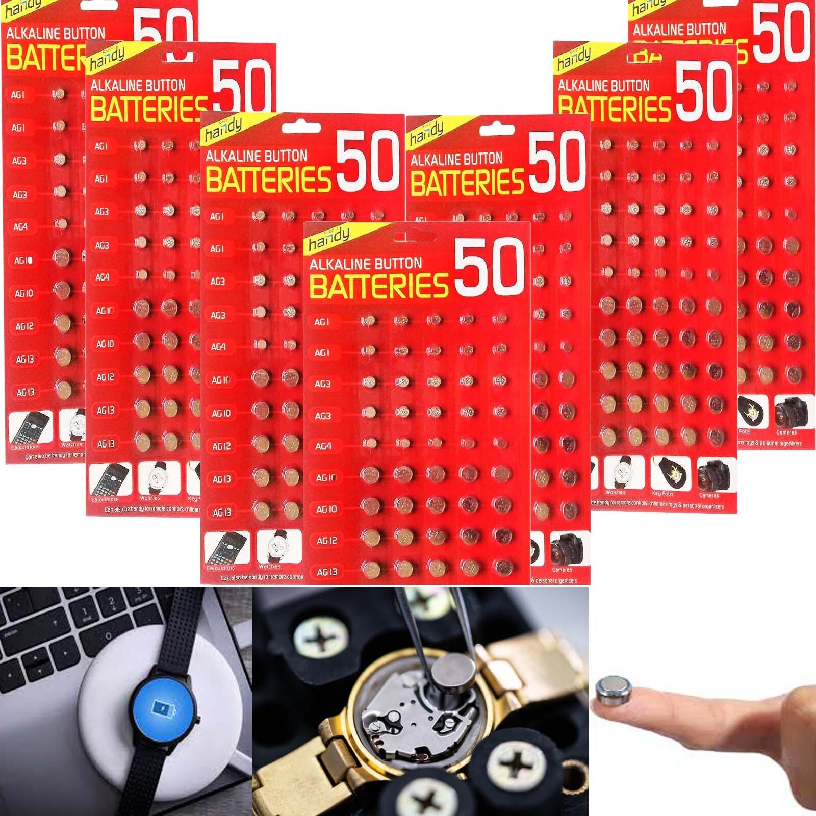 50 X ASSORTED Watch Cell Batteries AG1 AG3 AG4 AG10 AG12 AG13 for Toys, Watches