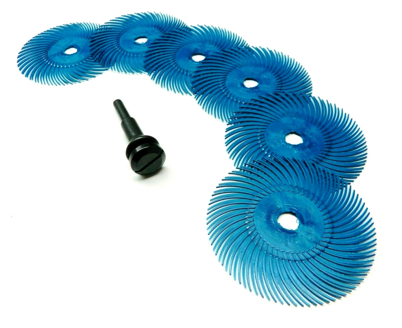 3m Radial Bristle Disc 3″ 400 Grit Blue with 1/4″ Mandrel 6 Brushes & Arbor Set