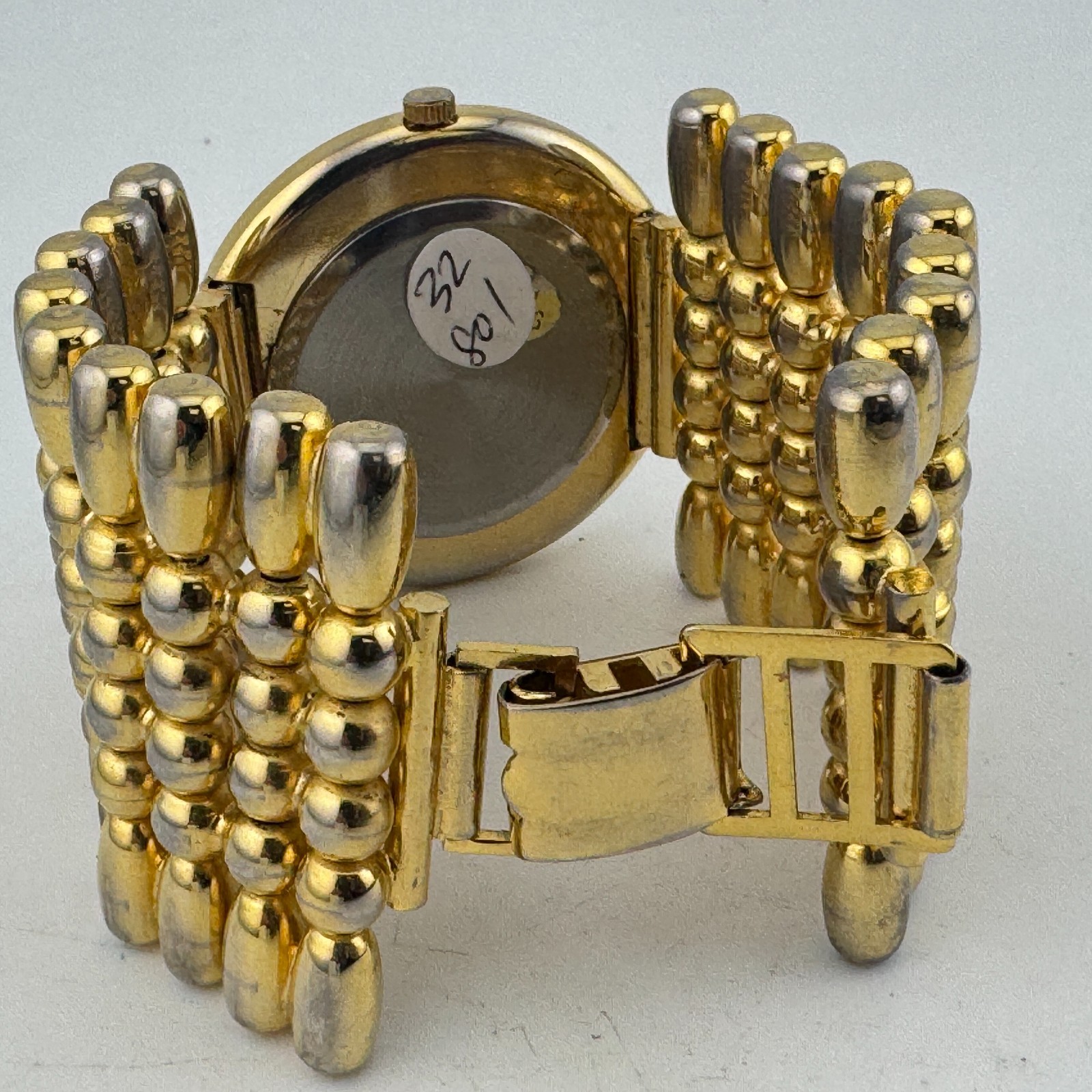 Vintage Details Quartz Watch Unisex 41mm Gold Tone Wide Band ~ For Parts Repair