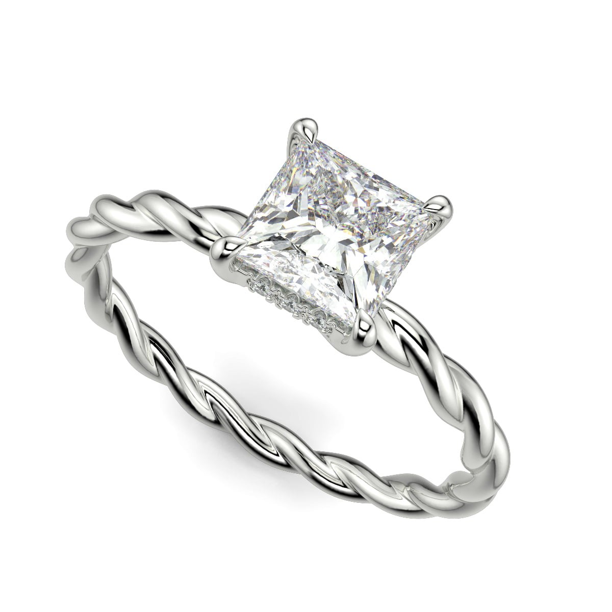 1.05 Ct Princess Cut Diamond Engagement Ring VS2 D White Gold 14k