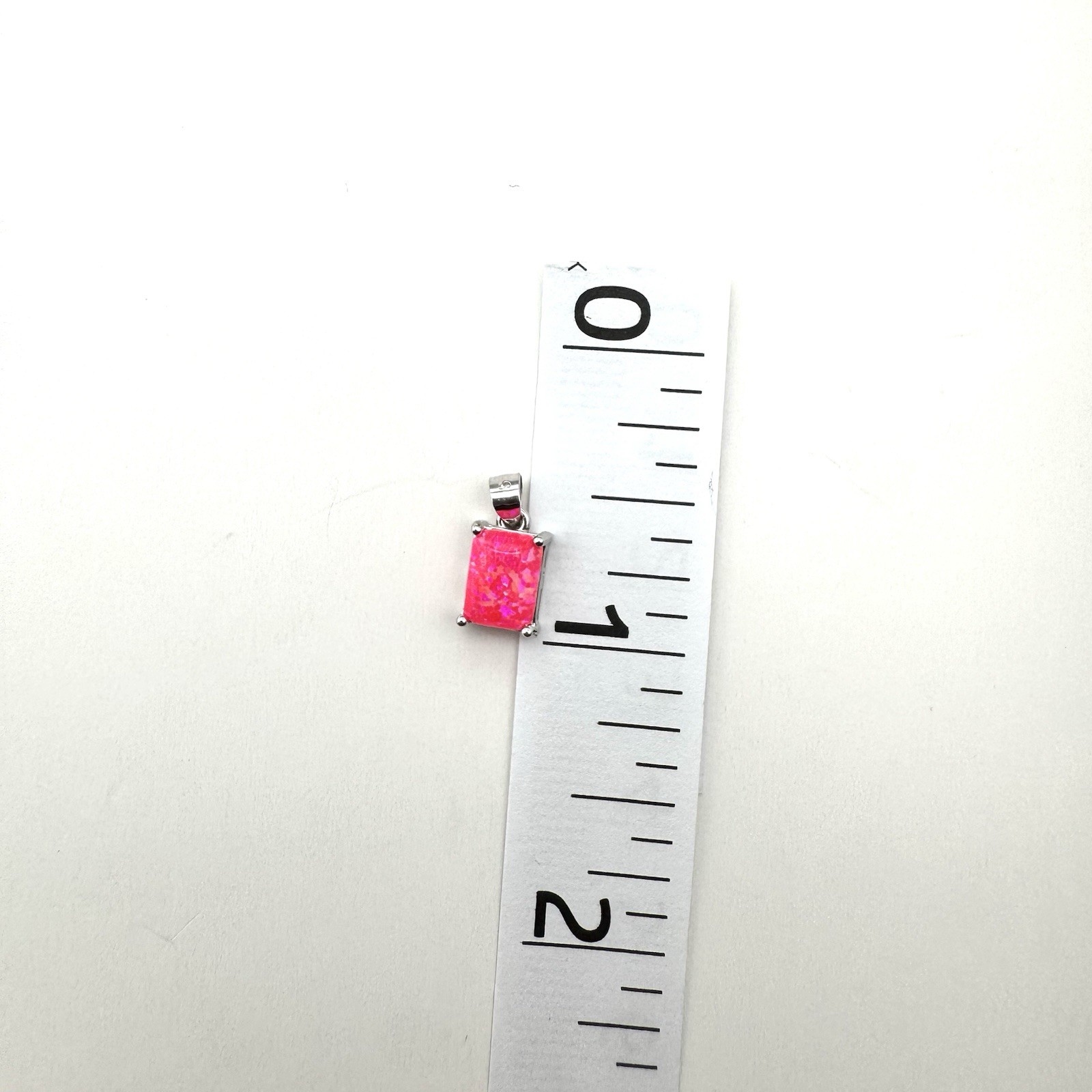 925 Sterling Silver Pink Lab Created Opal Solitaire Pendant, 8.8 X 6.3 mm