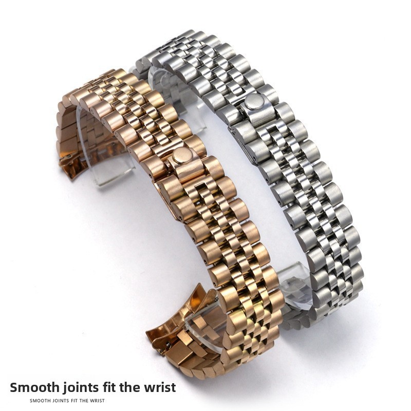 5 Bead Solid Stainless Steel Watch Band Straps Mens19 20 21mm for Rolex Datejust