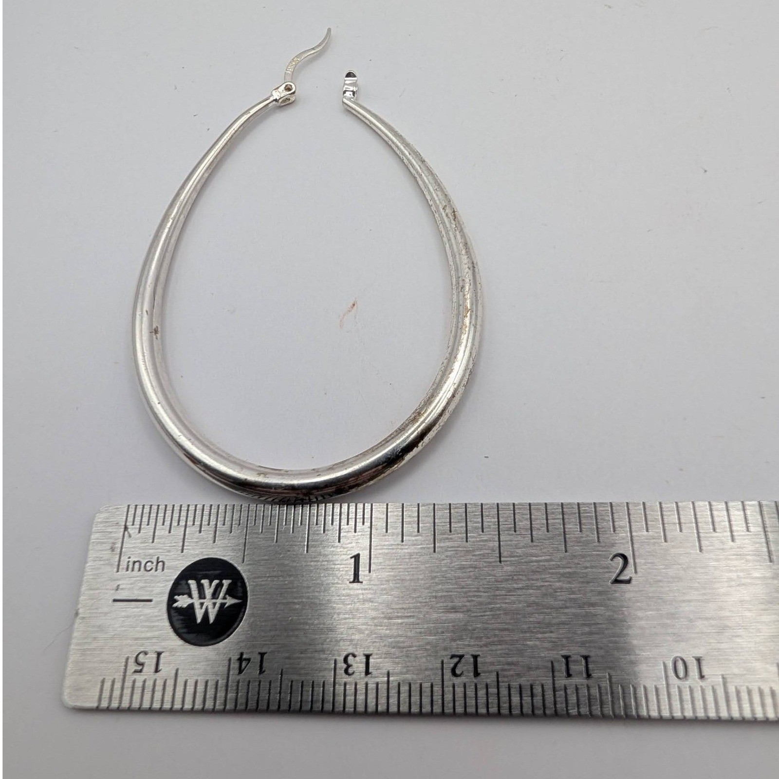 Vintage Boma 925 Sterling Silver Elongated Teardrop Hoop Earrings Latchback 7.5g