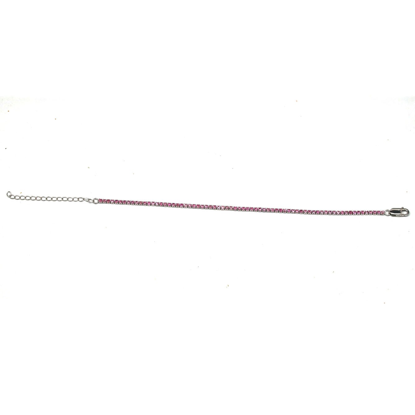 Pink Sapphire Bracelet 9.0 In. 925 Sterling Silver White Gold Plated Handmade