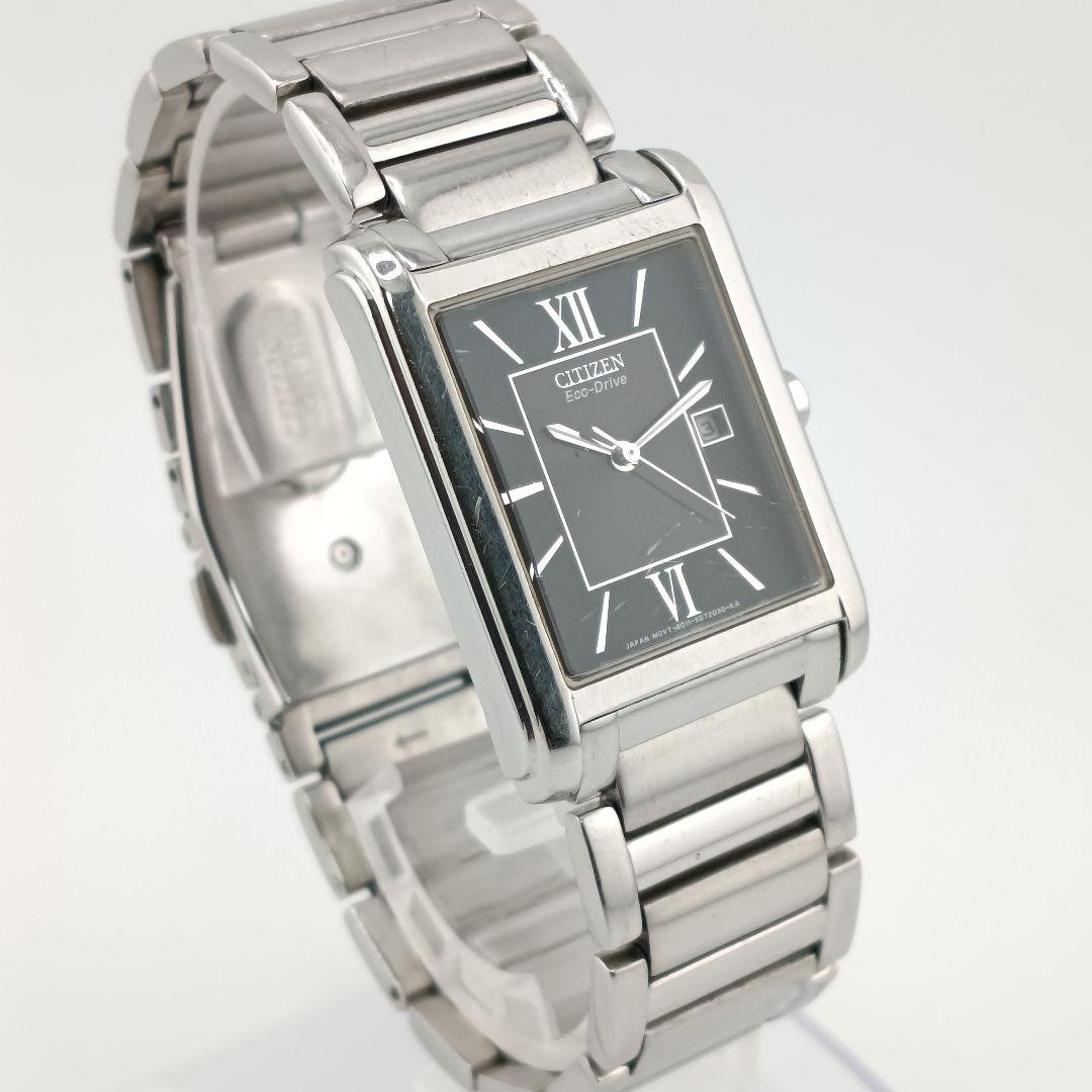Working CITIZEN Rectangular Eco-Drive Black Dial 3-Hand Men’s Watch