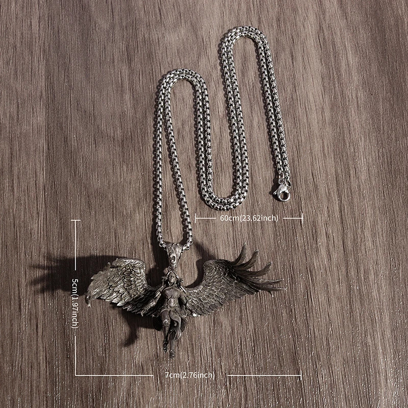 Angel Floating Necklace Sexy Jewelry Vintage-Silvery Goddess Heaven Pendant