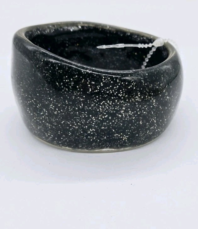 Couture Jet Sparkle WIDE Bangle Bracelet Black Style & Co One Size OSFM