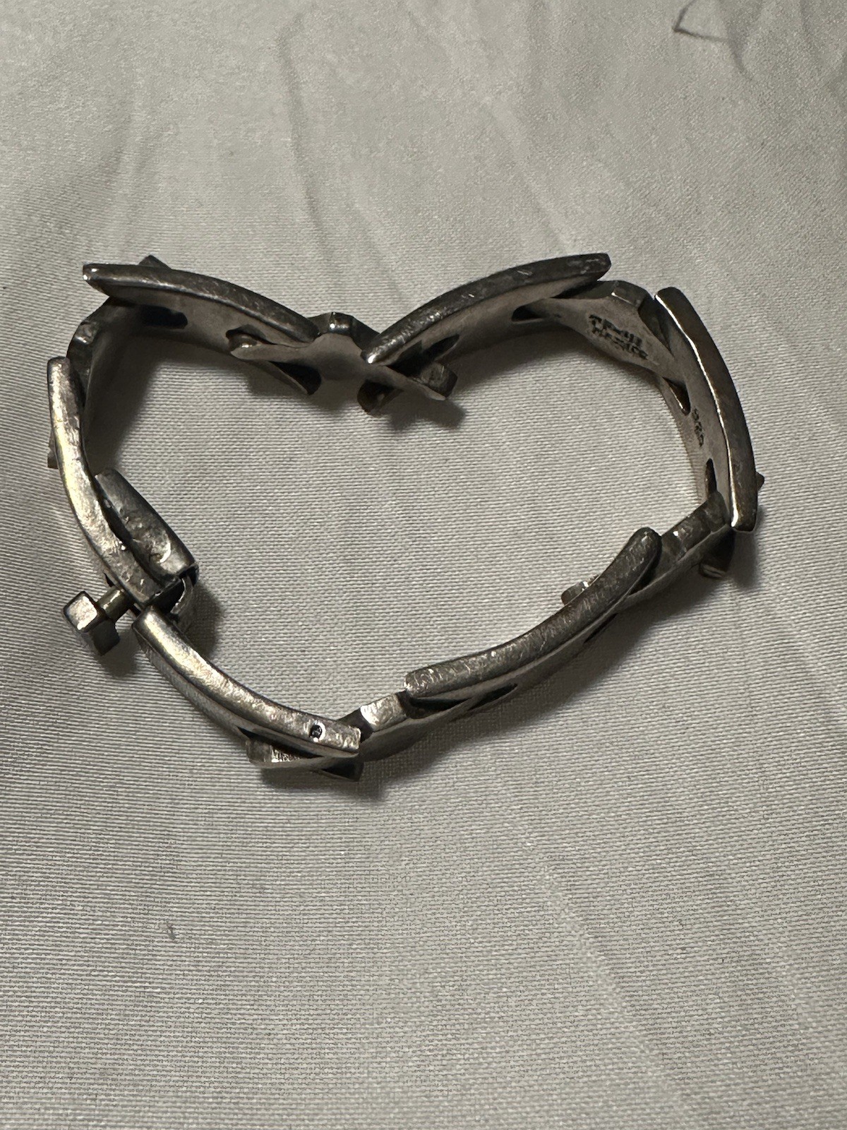 Vintage Taxco Mexico 925 Sterling Silver Link Bracelet Geometric Heavy TF-41