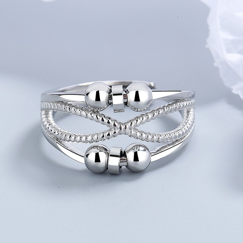 Anxiety Ring for Women Fidget Spinner Ring Stress Relief Open Adjustable Band