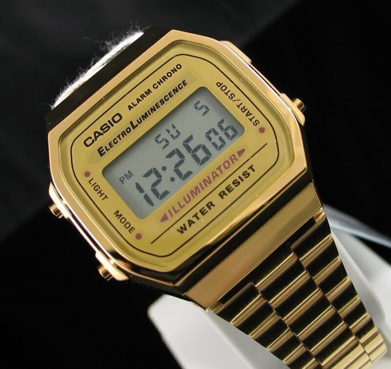 USA MEN’S GOLD TONE STAINLESS STEEL DIGITAL WATCH A168WG CASIO-New