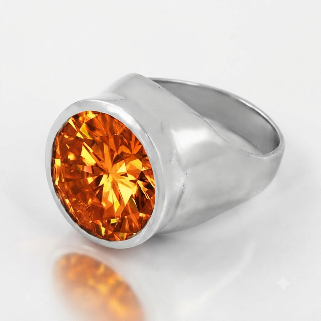 HUGE Certified 20.00 Ct Flame Orange Diamond Men’s Ring, FREE Diamond Studs