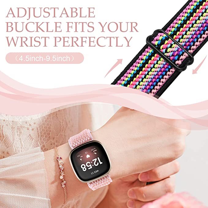For Fitbit Versa/2/3/4/Lite Elastic Stretchy Loop Watch Band Nylon Strap Wrist