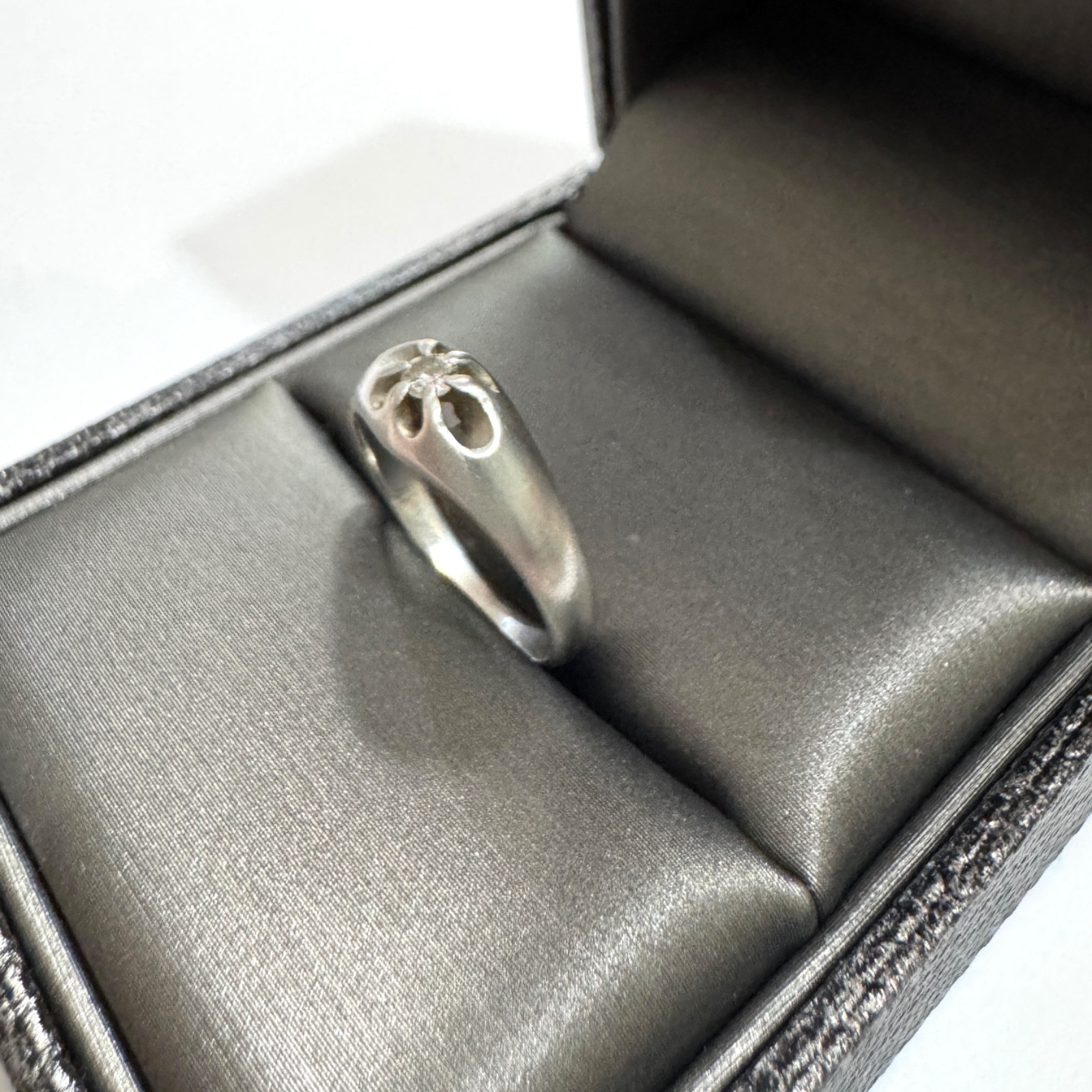1940s Natural Transition Cut Diamond Solid Palladium MCM Buttercup Dome Ring