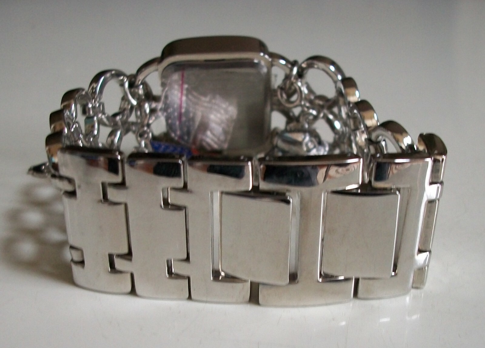 Women’s silver dangling charm bracelet American Flag fashion casual fun watch