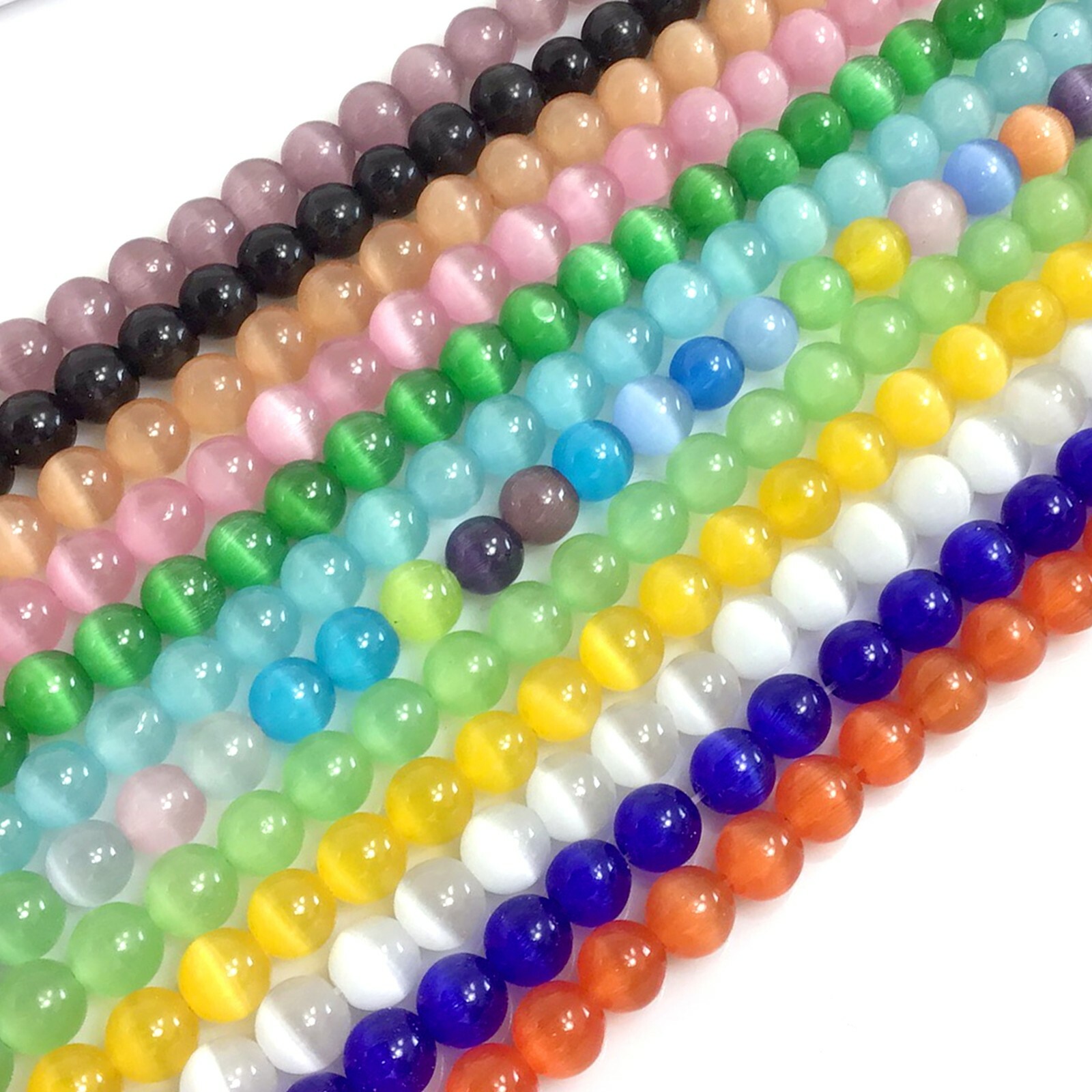 Cat Eye Round Beads 14″ Cat’s Eye Glass 4mm 6mm 8mm 10mm 12mm Loose Craft DIY