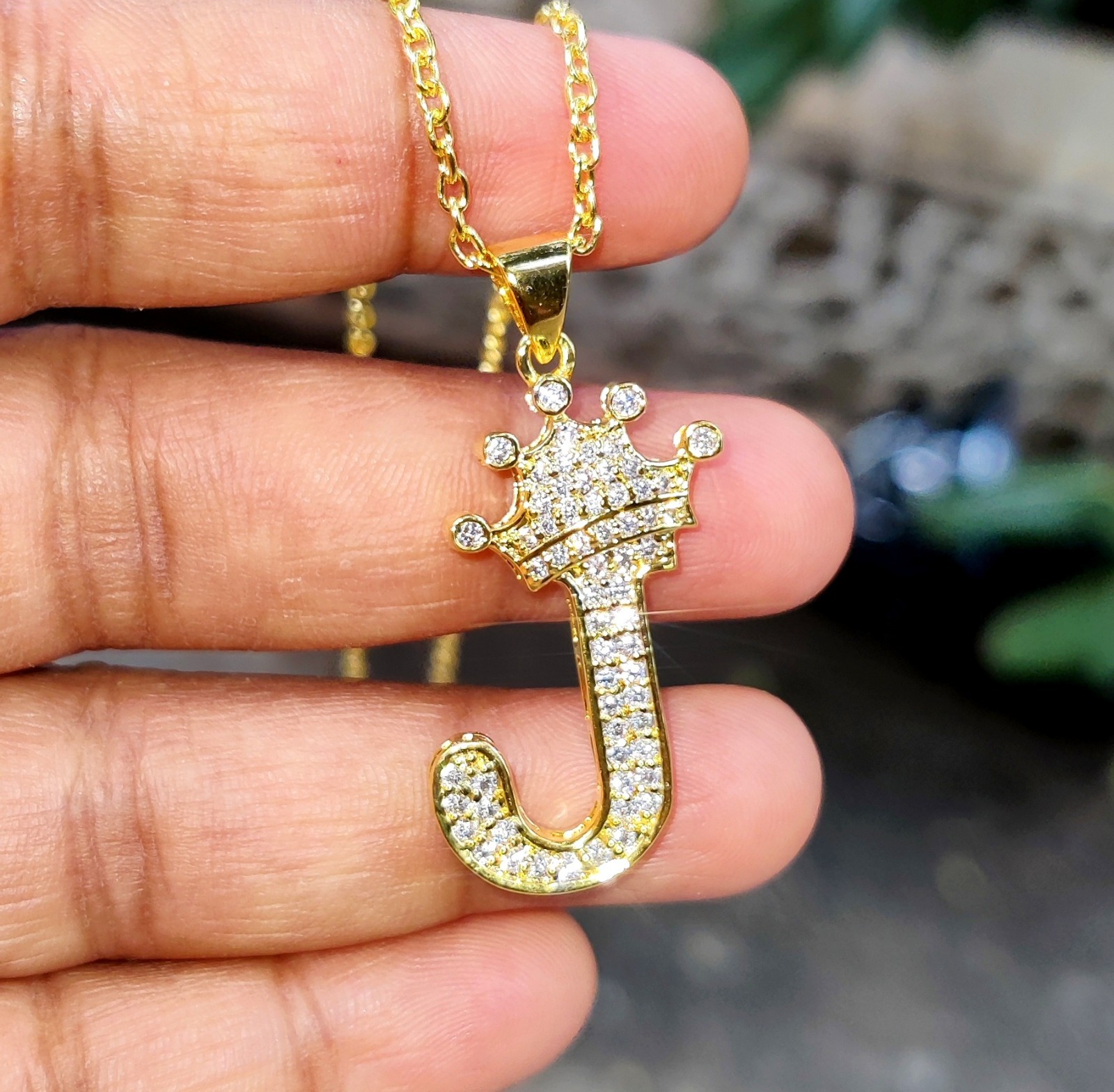 2Ct Round Cut LabCreated Diamond Initial J Letter Pendant 14K Yellow Gold Plated