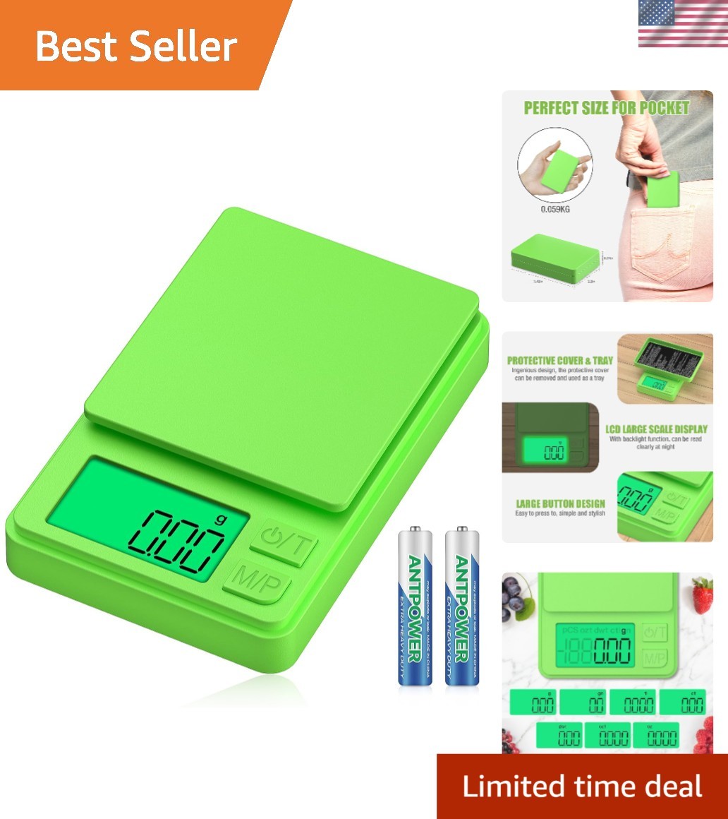 Portable Mini Digital Scale with LCD – 7 Units Conversion & Tare Function, Green