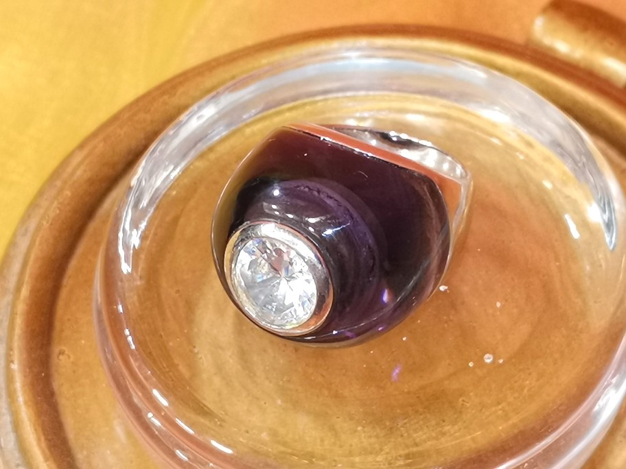 NEW Large Purple Cabochon Ring 23.7 gr. 925 Sterling Silver Size 9 – 9.5 in Box