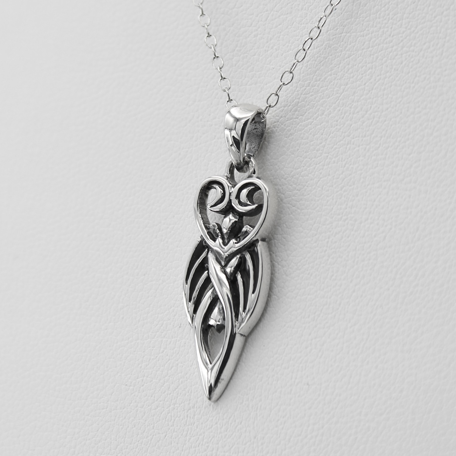 Sterling Silver Winged Lunar Goddess Pendant Wiccan Wicca Pagan Jewelry