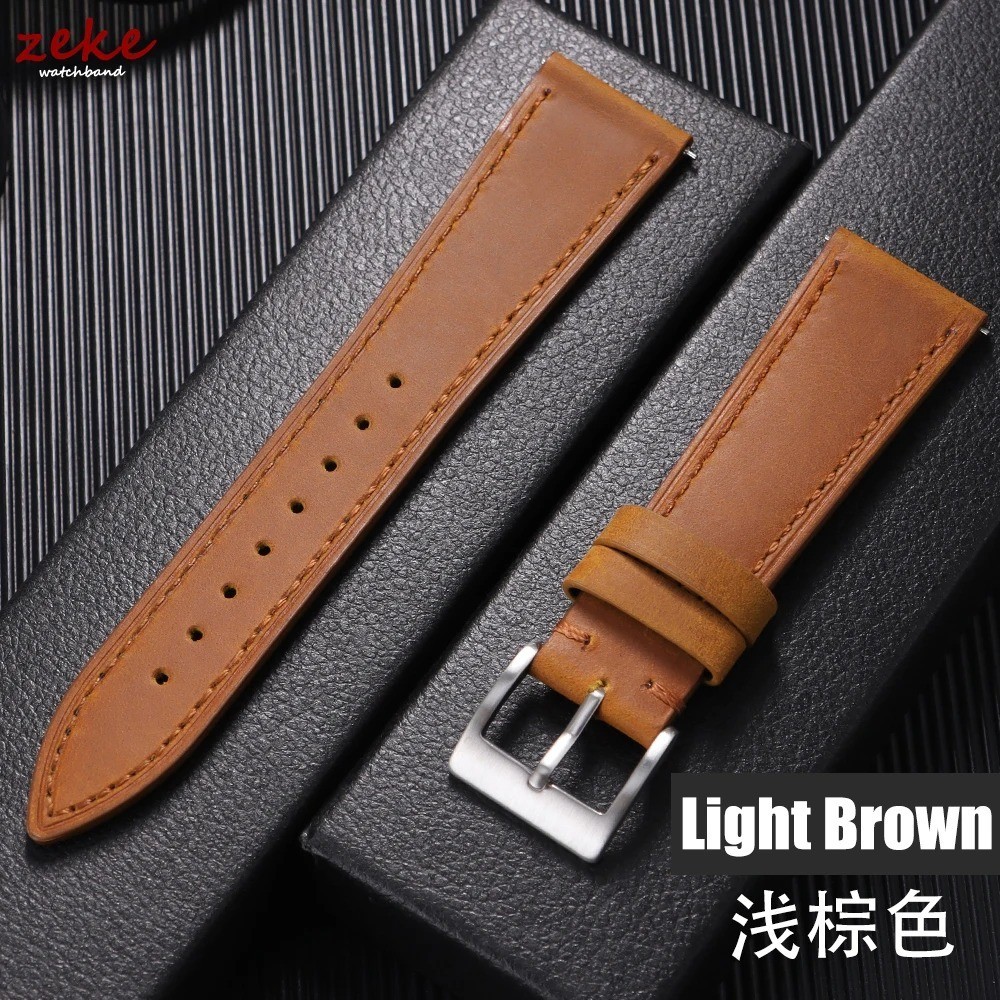 Quick Release Vintage Retro Genuine Leather Watch Band 18mm to 21mm buckle Strap