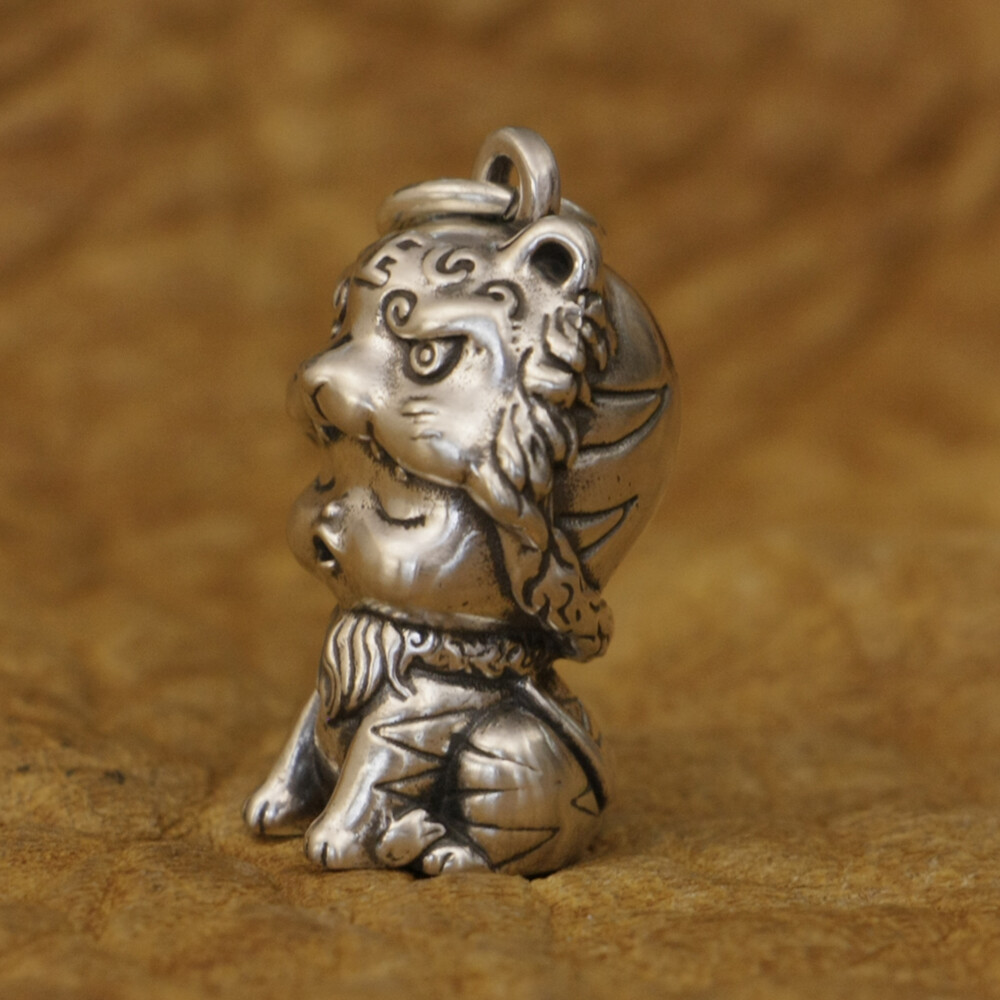 Cute Tiger 925 Sterling Silver Q Version Charms Animal Pendant TA360A HZ