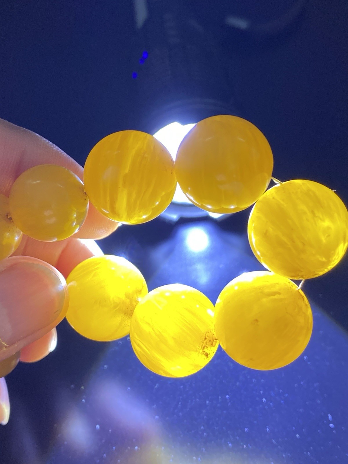 VTG Egg Yolk Butterscotch Amber Bakelite Marbleized Graduated Bead Necklace 60g