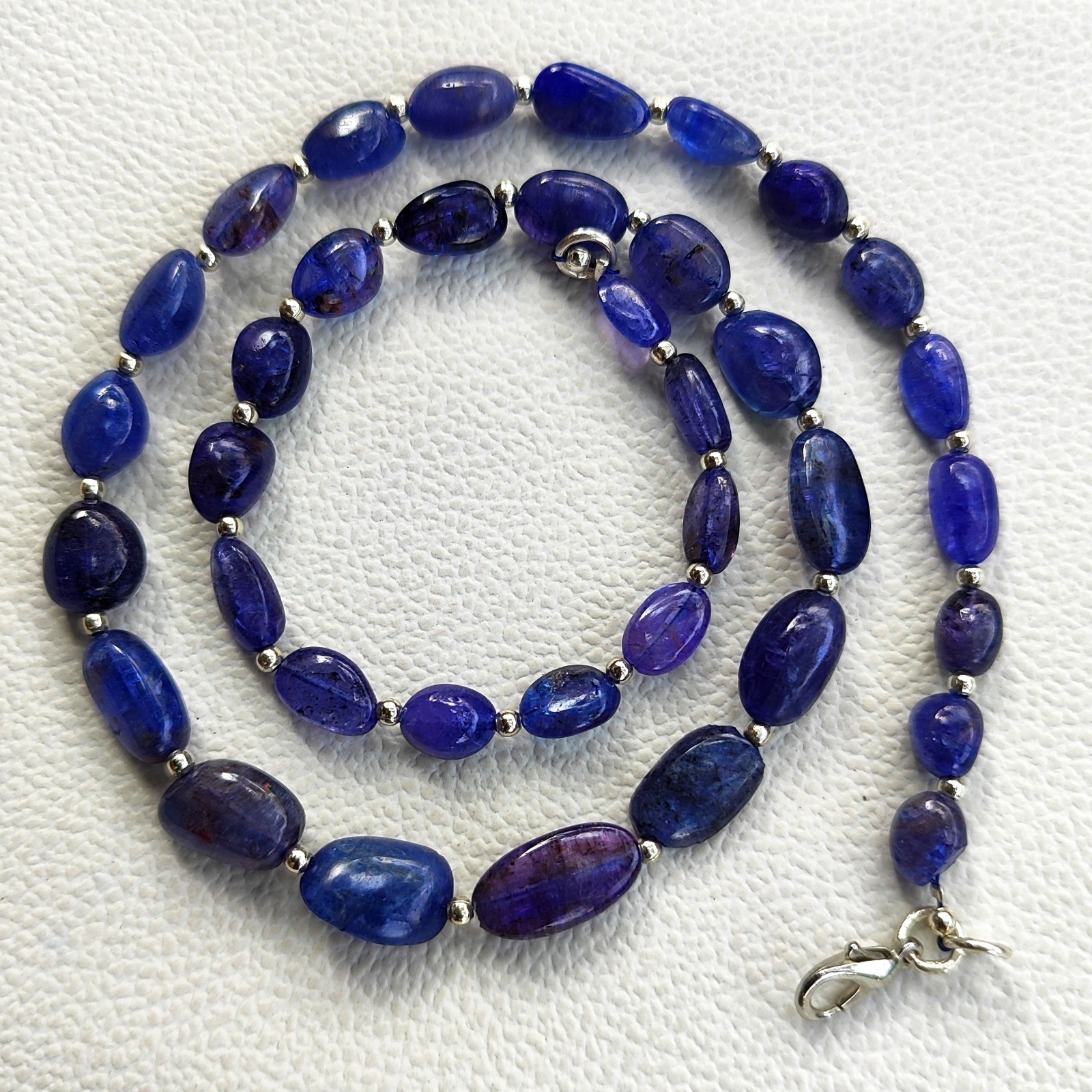 Tanzania Bicolor Tanzanite Smooth Nugget Beads Necklace 17.5 Inch 9-12mm Gems