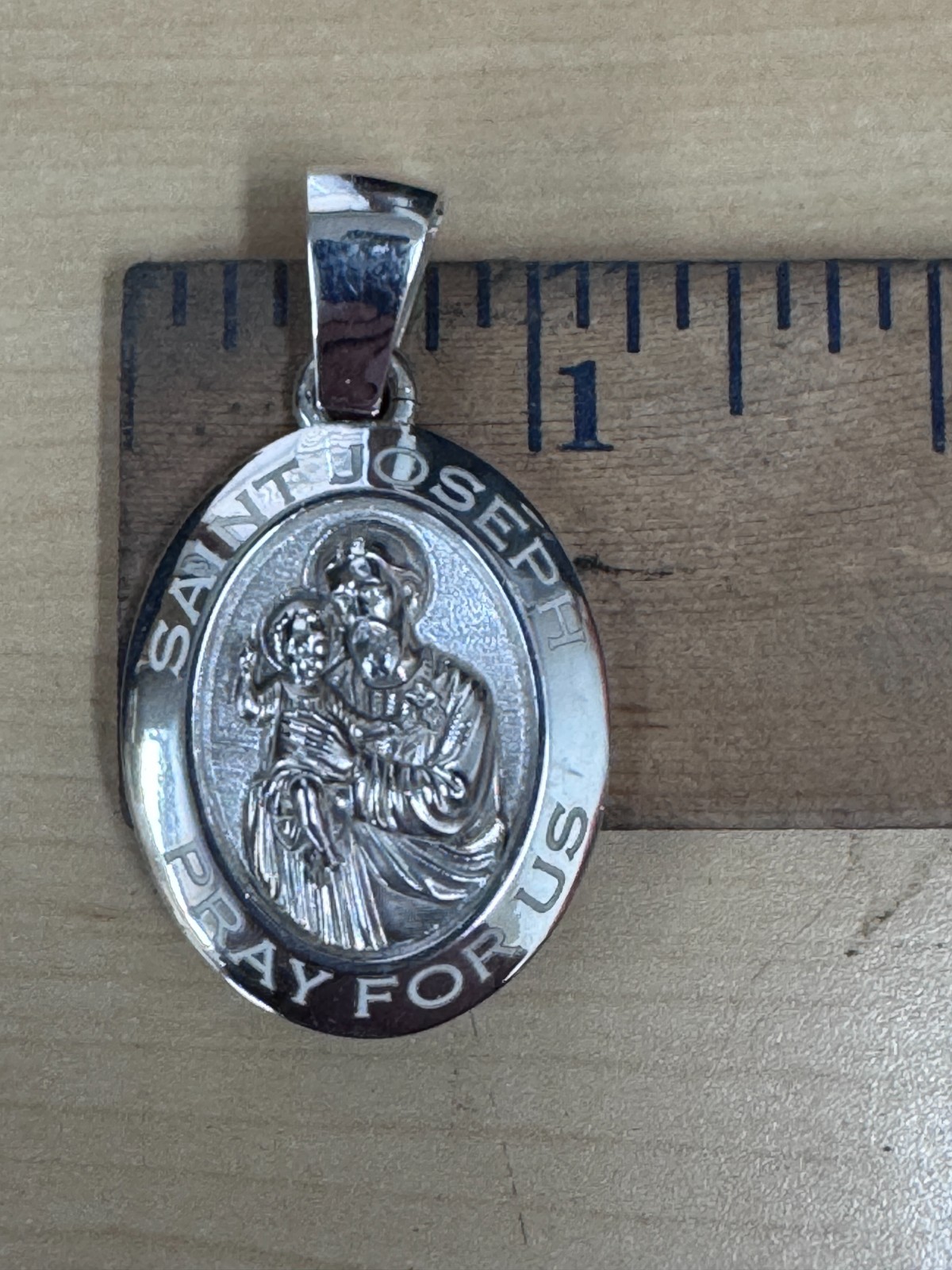 Saint Joseph “Pray For Us” Miraculous Metal 2 Inch Pendant 29 Grams 925