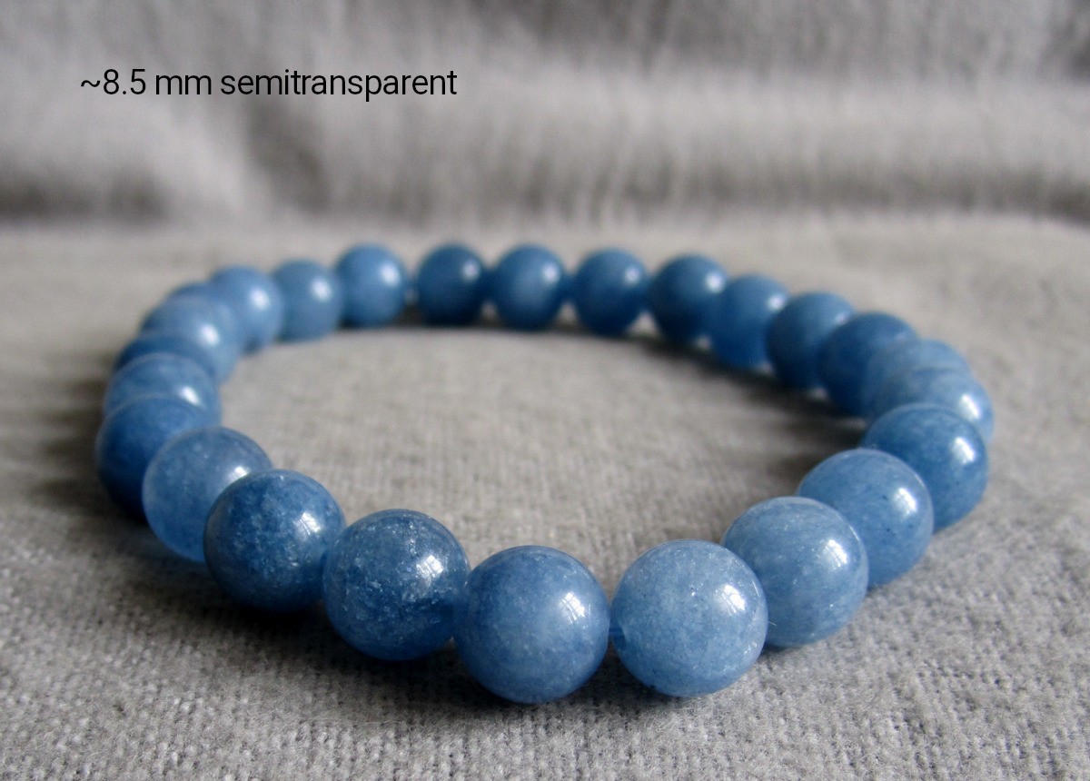 Aquamarine Blue Bracelet – Balls Ø 8.7 mm / 16-23 cm – Elastic