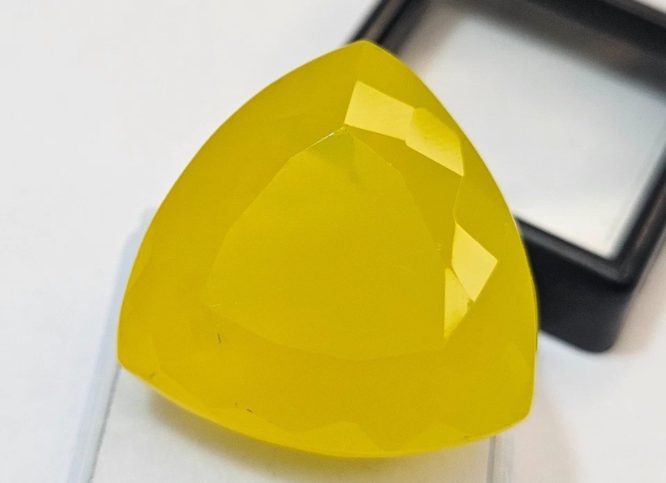 Natural Neon Yellow Opal 58-60 Ct Trillion Cut Loose Certified Gemstone