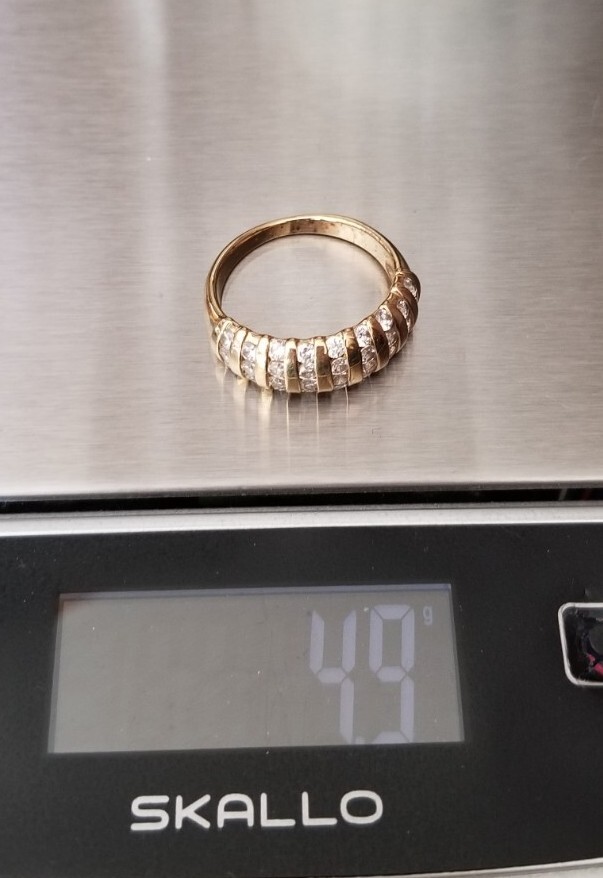 Ross Simons 18k Yellow gold Sterling silver channel Wedding Band Ring