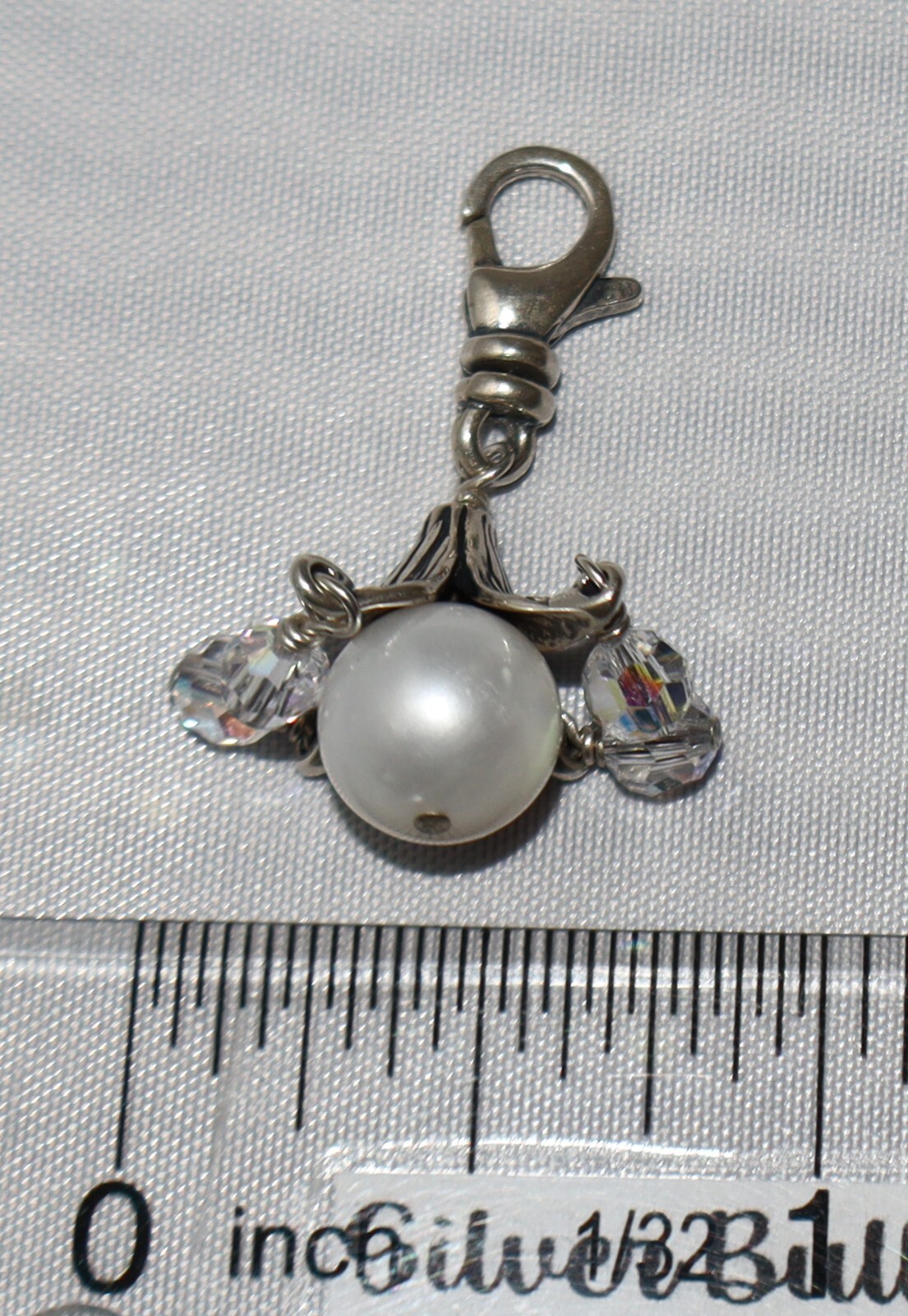 Silpada Sterling Silver Bliss Bits Pearl and Crystal Clip On Charm C2540