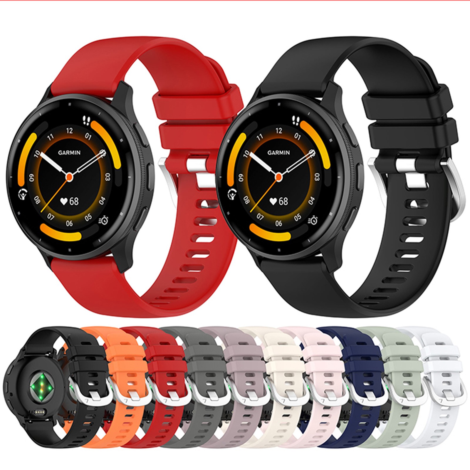 For Garmin Venu 3S/2S/Forerunner 255S/265 Music Strap Soft Silicone Watch Band