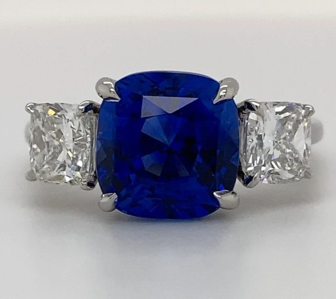 10 Ct Certified Cushion Shape Natural Blue Diamond Ring VVS1 White Gold Finish