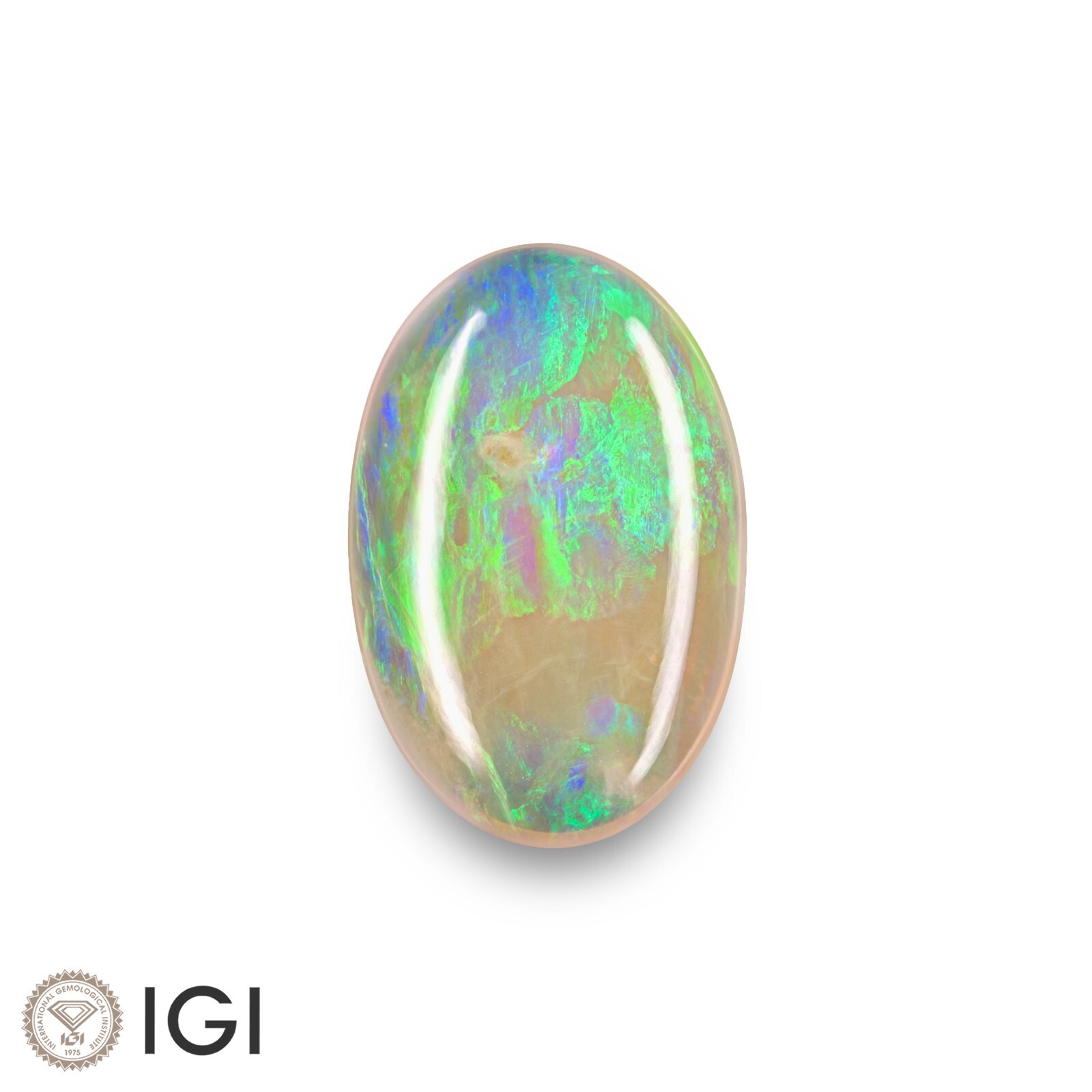 IGI Certified AUSTRALIA White Opal 5.46 Ct. Natural Untreated OVAL Play of Color