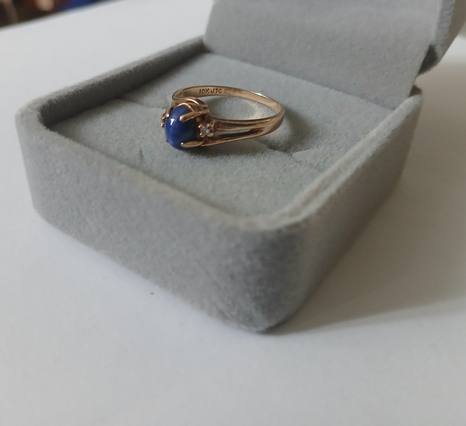 10K Blue Star Sapphire Diamond Ring Size 6.5 #4258