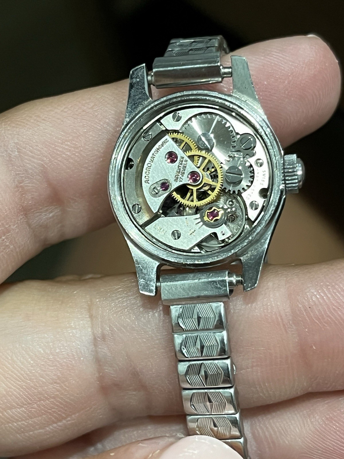 Acero Incabloc Women’s Swiss Made 17J Mechanical Silver Bracelet Watch
