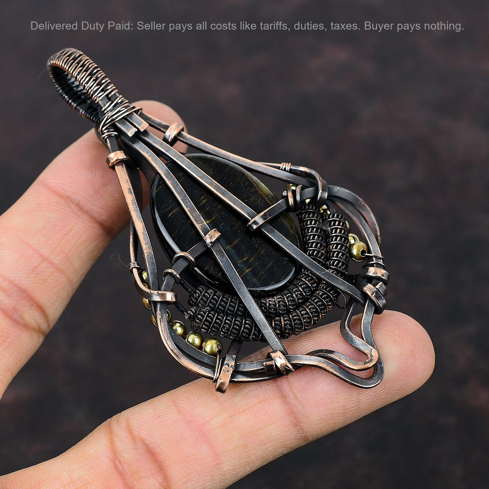 Oval Nellite Stone Copper Birthday Wire Wrapped Daughter Wedding Pendant Jewelry