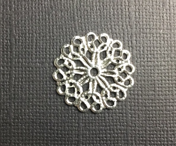Victorian Round Filigree Antique Matte Silver Ox 24504