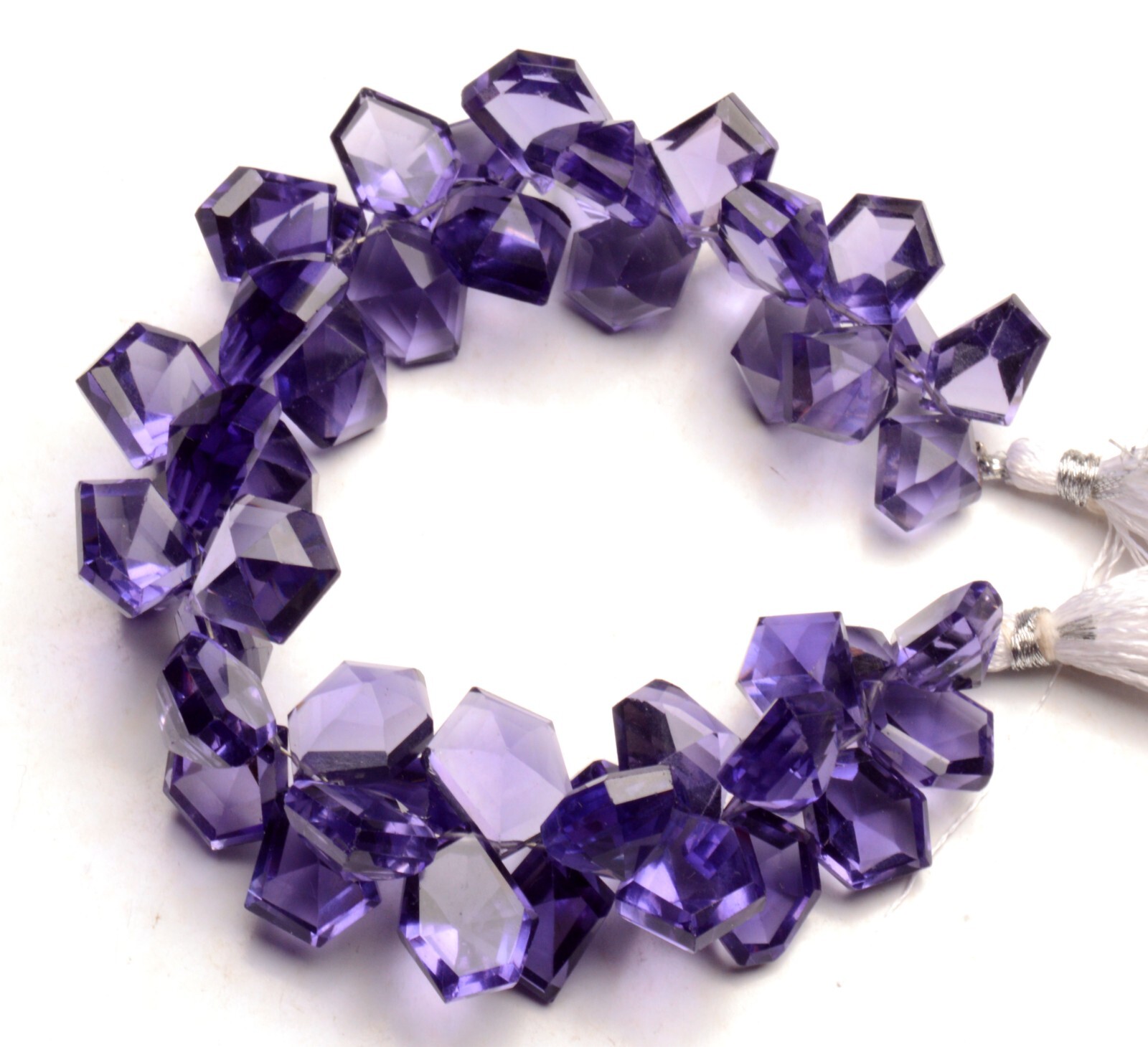 Iolite Color Quartz 11 to 13 mm Size Faceted Stone Side Drill Beads 7″ Strand