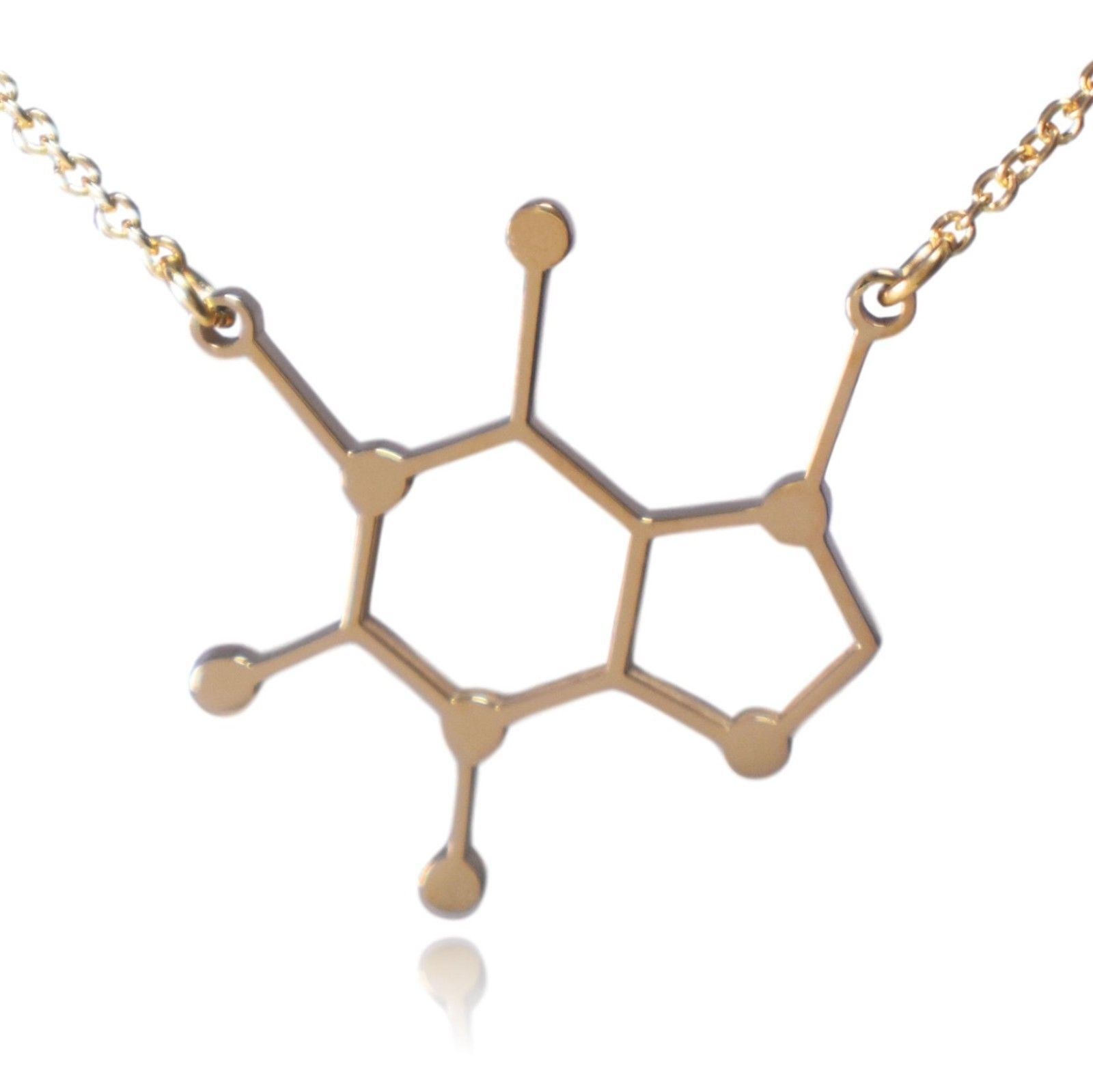 Caffeine Molecule Stainless Steel Necklace