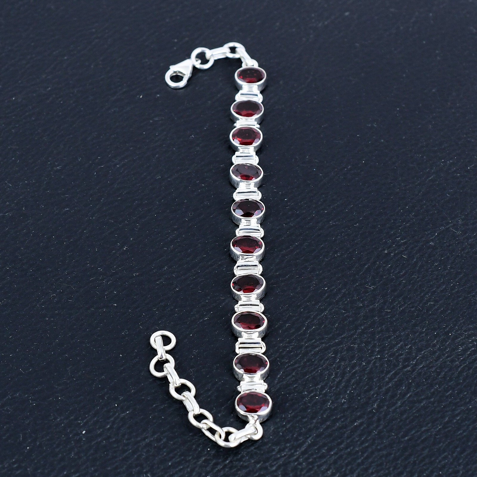 Garnet Gemstone 925 Sterling Silver Hadnmade Bracelet Jewelry Gift For Unisex