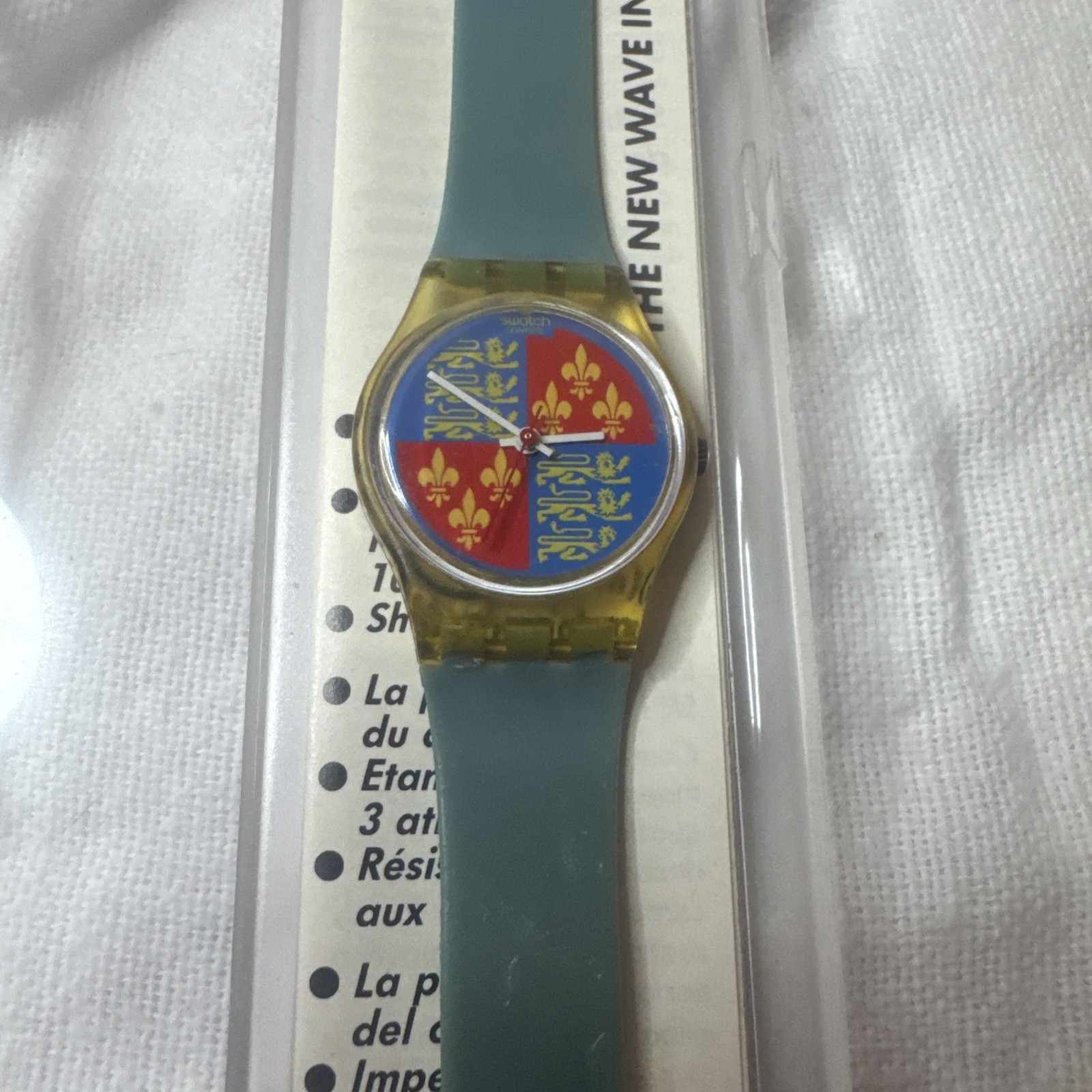 Vintage 1986 SWATCH Coat of Arms Lionheart LK102 Watch In Case