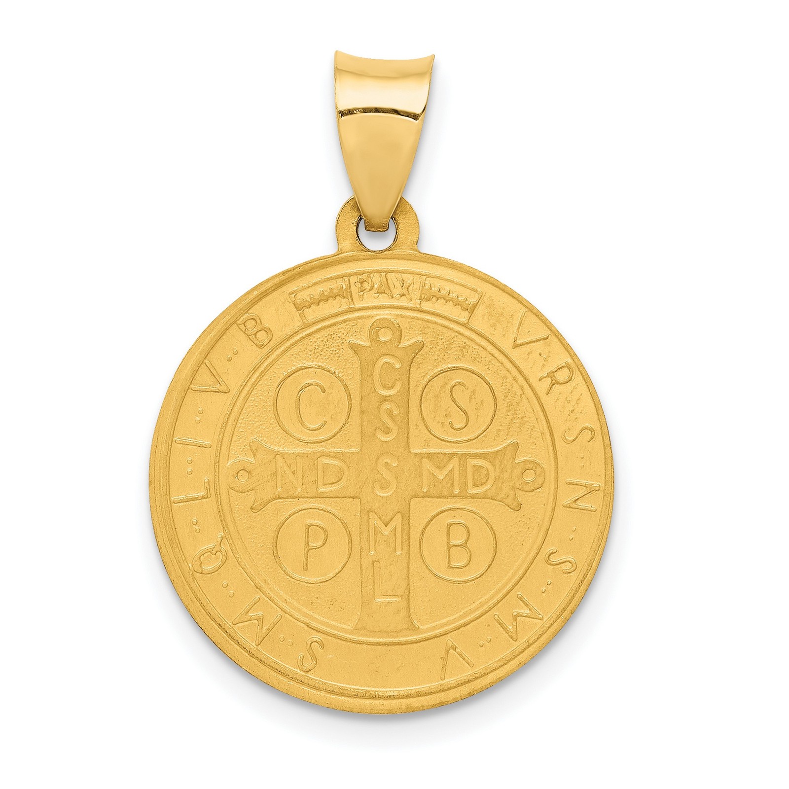 14k Yellow Gold St Benedict Medal Pendant Catholic Christian Protection Charm